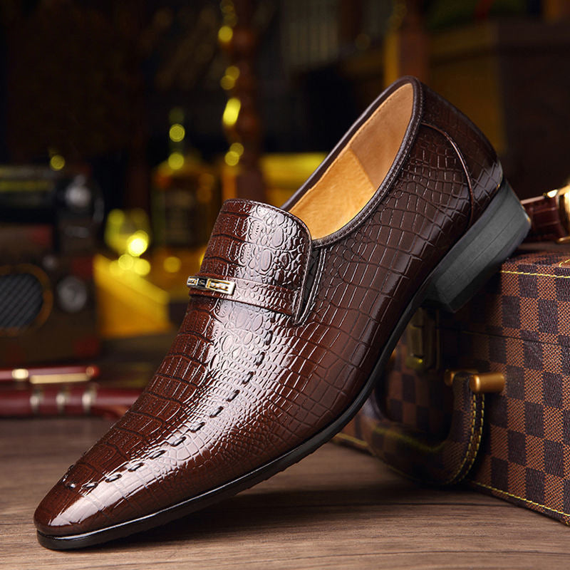 Chaussures habillées mocassins en cuir véritable pour hommes - Style Aligator